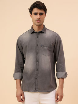 Cantabil - Men Grey Ombre Breathable Regular Fit Shirt