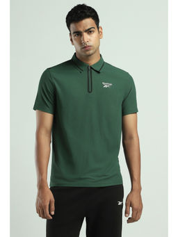 Reebok - Men Green Solid Polo T-Shirt