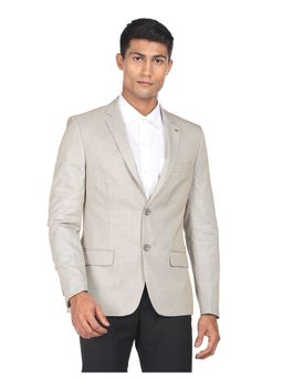 AD By Arvind - Men Beige Dobby Tailored Fit Blazer