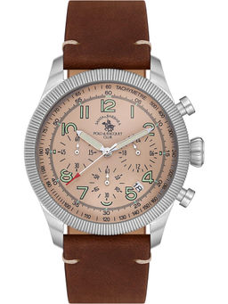 Santa Barbara Polo & Racquet Club - Men Beige Quartz Dial Analog Watch (SB8100081) (M)