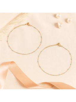 White Velvet - Azure Bead 925 Silver Adjustable Anklet