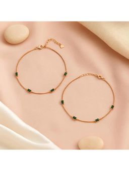 White Velvet - Emerald Glow 925 Silver Adjustable Anklet