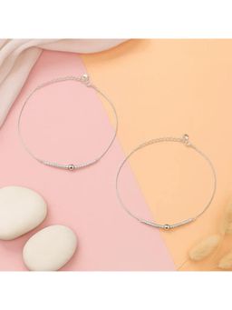 White Velvet - Minimal Bead Glow 925 Silver Adjustable Anklet