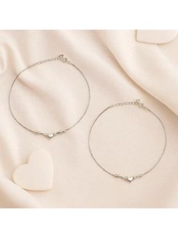 White Velvet - Pure Heart 925 Silver Adjustable Anklet