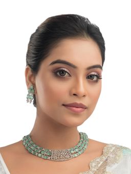 Silk Petalss - Women Green Falak Jewellery Set