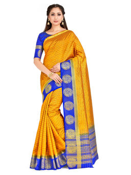 Mimosa - Yellow Arni Pattu Style Art Silk Saree With Unstitched Blouse