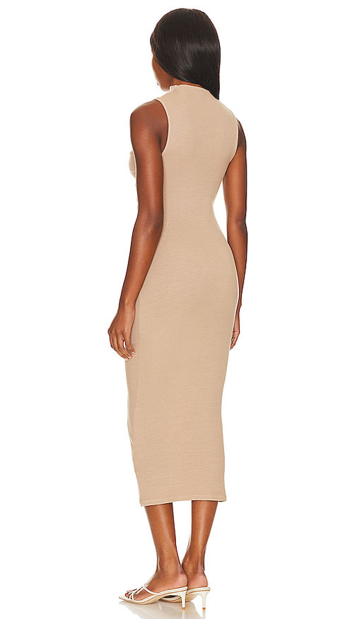 enza costa twist midi dress Silk Knit Sleeveless Twist Midi Dress