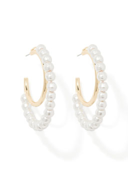 Forever New - Signature Gaia Pearl and Metal Hoop Earrings