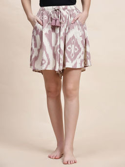 Bstories - Cream Ikat Printed Culotte Shorts