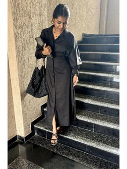 AFFROZ - Womens Black Shirt Dress