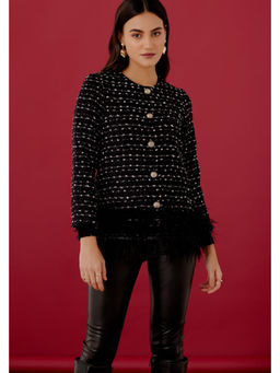 BOHO-CHIC By Sukriti Jain - Womens Feather Metallic Tweed Coat