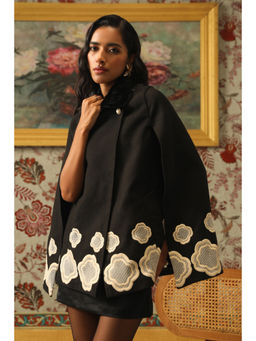 BOHO-CHIC By Sukriti Jain - Womens Boho Exclusive Honeycomb Embroidered Cape Coat