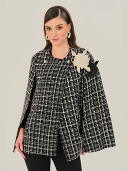 BOHO-CHIC By Sukriti Jain - Womens Metallic Classic Tweed Cape