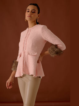 BOHO-CHIC By Sukriti Jain - Womens Fur Trimmed Tweed Blazer