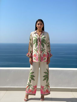 Poppi - Womens Off White Printed Co-Ord Set