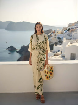 Poppi - Womens Fennel Printed Wrap Top with Skirt