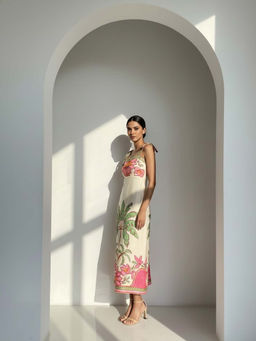 Poppi - Womens Palm Printed Strappy Dress