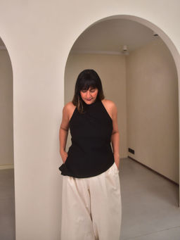 WHY SO BLUE - Womens Black Zoey Asymmetrical Top