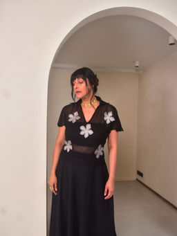 WHY SO BLUE - Womens Black Zoey Applique Top