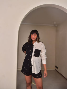 WHY SO BLUE - Womens Black Lumi Shirt