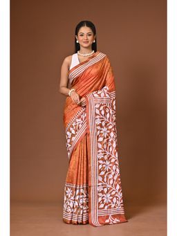 Ramshyam Collection - Rust Blended Silk Kantha Saree with Unstitched Blouse