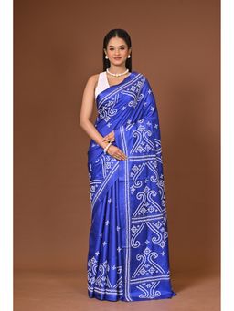 Ramshyam Collection - Blue Blended Silk Kantha Saree with Unstitched Blouse