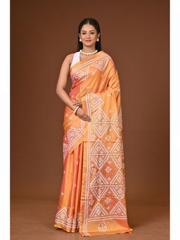 Ramshyam Collection - Orange Blended Silk Kantha Saree with Unstitched Blouse
