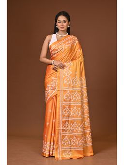 Ramshyam Collection - Orange Blended Silk Kantha Saree with Unstitched Blouse