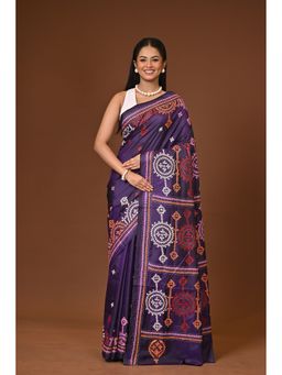 Ramshyam Collection - Purple Blended Silk Kantha Saree with Unstitched Blouse