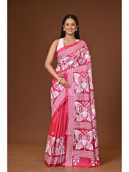 Ramshyam Collection - Pink Blended Silk Kantha Saree with Unstitched Blouse