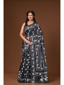Ramshyam Collection - Black Blended Silk Kantha Saree with Unstitched Blouse