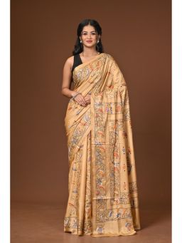 Ramshyam Collection - Beige Blended Silk Kantha Saree with Unstitched Blouse