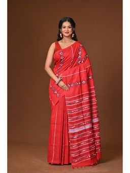 Ramshyam Collection - Red Khesh Kantha Saree with Unstitched Blouse