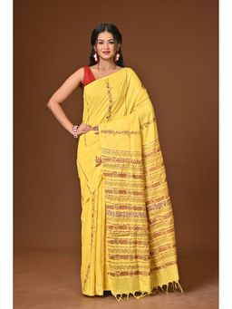 Ramshyam Collection - Yellow Khesh Kantha Saree with Unstitched Blouse