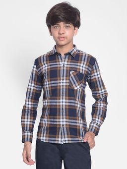 CRIMSOUNE CLUB - Boys Brown Checked Shirt