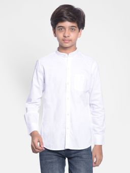 CRIMSOUNE CLUB - Boys White Mandarin Collar Shirt
