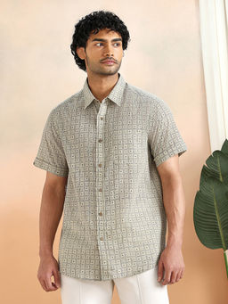 Fabindia - Green Cotton Hand Block Printed Shirt