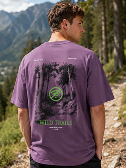 Nobero - Men's Purple Oversized Graphic T-Shirt