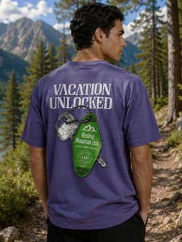 Nobero - Men's Purple Oversized Graphic T-Shirt