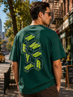 Nobero - Men's Green Oversized Graphic T-Shirt