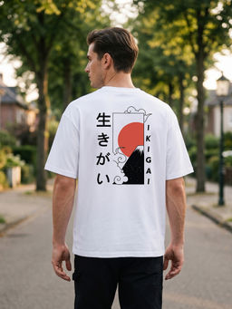 Nobero - Men's White Oversized Graphic T-Shirt