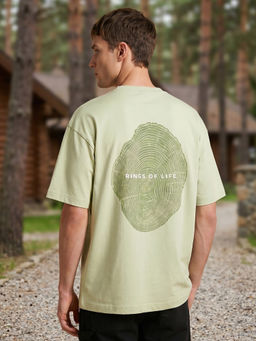 Nobero - Men's Green Oversized Graphic T-Shirt