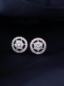 I Jewels - Women Rose Gold Plated Cz and American Diamond Stud Earrings