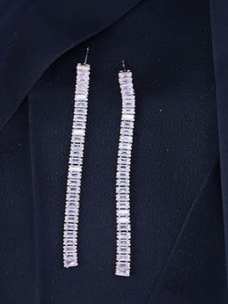 I Jewels - Sparkling Silver Plated Cz and American Diamond Drop Earrings