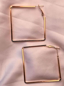 I Jewels - Gold Plated Square Shaped Hoop Earrings