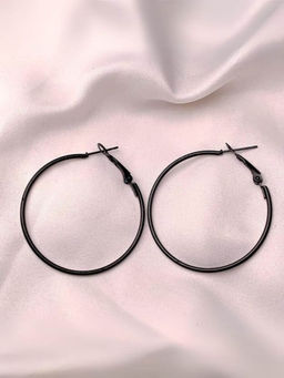 I Jewels - Black Stylish Latest Fashion Hoop Earrings