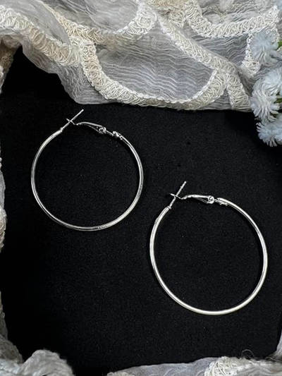 Silver Stylish Latest Fashion Hoop Earrings