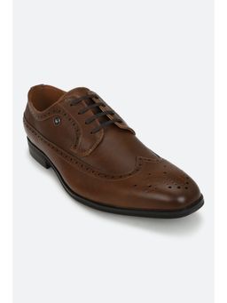 Louis Philippe - Self Design Brown Lace Up Shoes