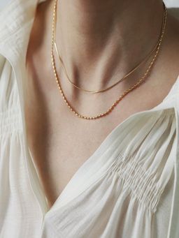 AQUASTREET - Dual Layered Chain Necklace 18K Gold Plated Waterproof Anti-Tarnish