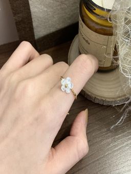 AQUASTREET - White Shell Floral Adjustable Chain Ring 18K Gold Plated Waterproof Anti-Tarnish